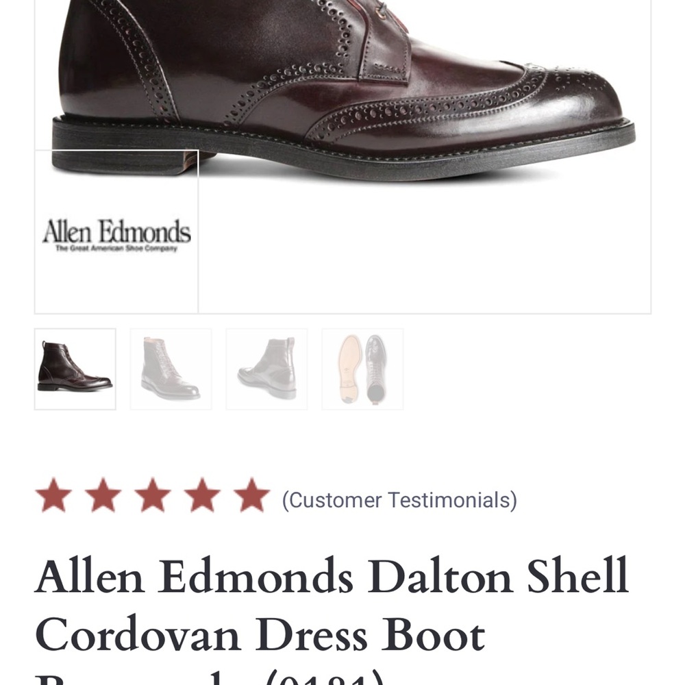 Allen Edmonds Dalton 10.5/3E Dalton Shell Cordovan burgundy used conditions 0181
